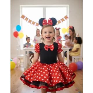 Vestido Roupa temática minnie vermelha infantil menina festa feminina armação laço tiara aniversario