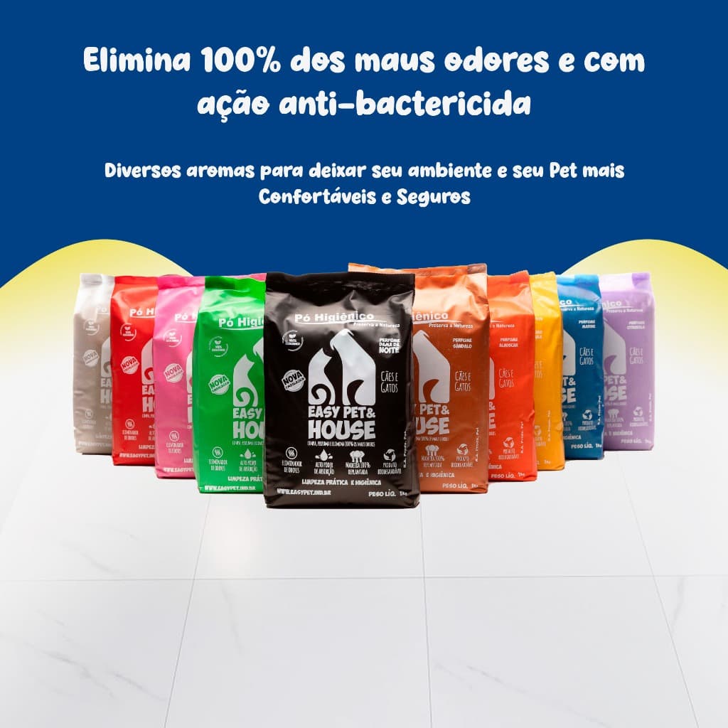 Kit 2 Pó Higiênico Eliminador de Odores para Cachorro e Gato 1kg - Easy Pet & House - Monte o Seu