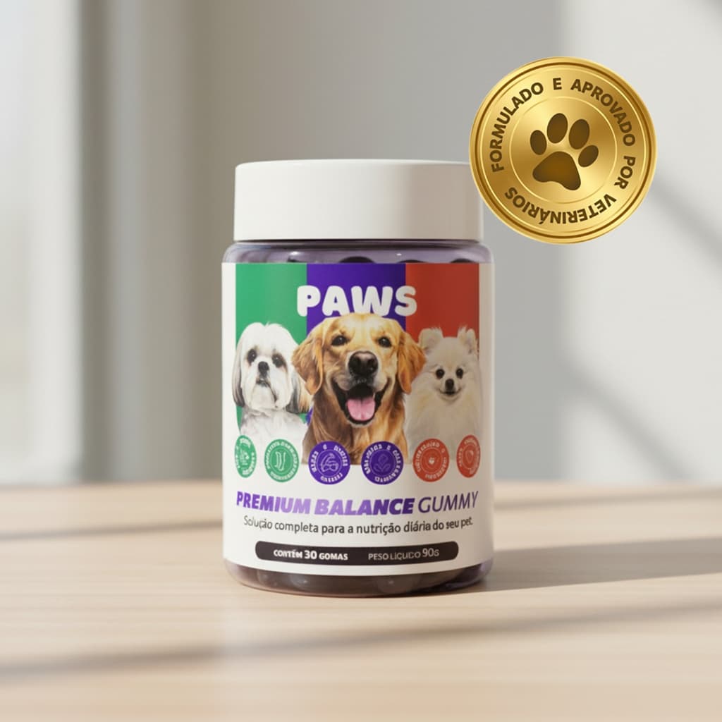 A ORIGINAL 24 EM 1 GUMMY PET PAWS PREMIUM BALANCE SUPLEMENTO (LAMBEDURA, ALERGIA, COCEIRA)