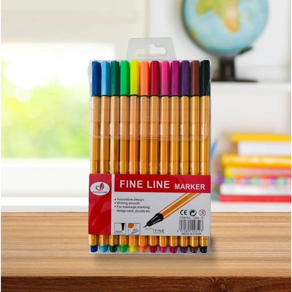 kit 12 Canetas Coloridas Fine Line Ponta Fina 0.4mm