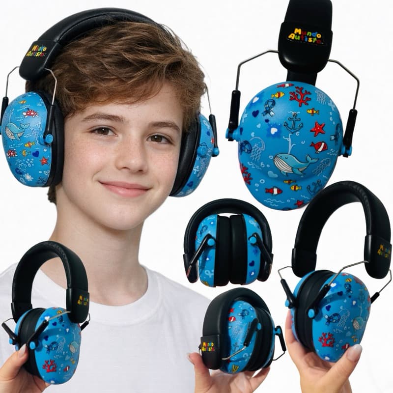 Abafador oceano 32 DB Autismo Infantil Fone Protetor de Som Ouvido Auricular Ruido Super Confortavel Tdah Tea