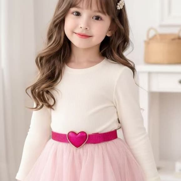 Cinto  Infantil Fivela Coração Com brilhando