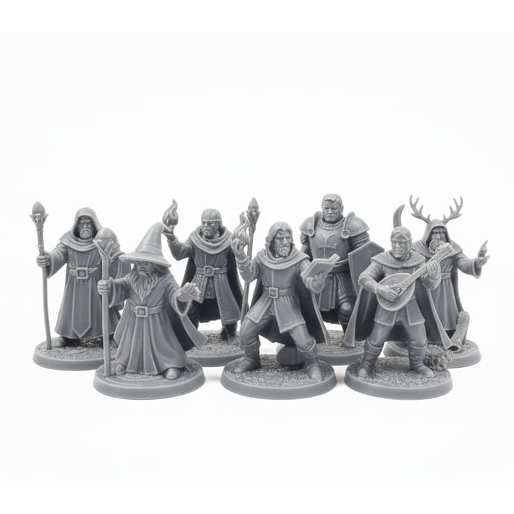 Set kit com 7 bonecos rpg D&D classes jogos magos cavaleiro bardo