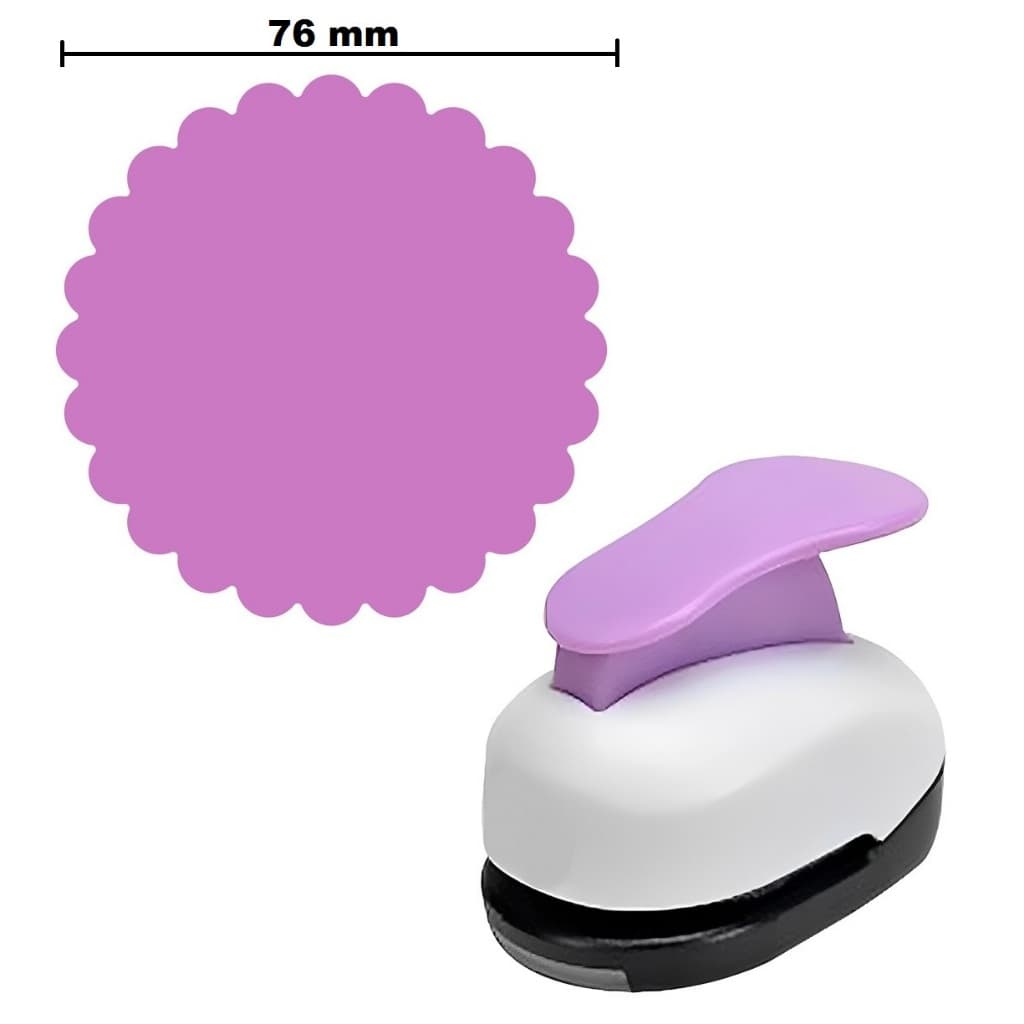 Cortador Perfurador de Papel e E.V.A  76mm - ESCALOPE - HÉLICE - 6 PÉTALAS - TAG - ESTRELA - CIRCULO