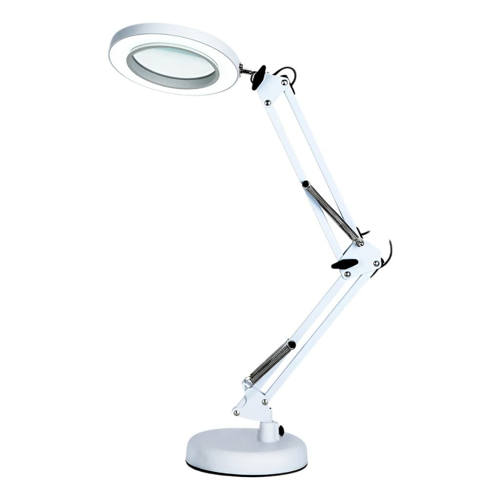 Luminária de Mesa Articulada com lupa -  Regulável com garra e suporte