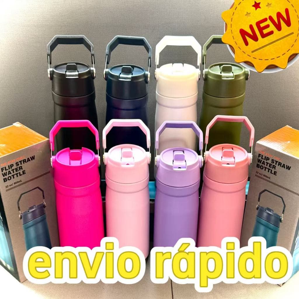 Garrafa térmica 550ML de aço inoxidável de alta qualidade  com alça canudo VIGEM ESTUDANTE