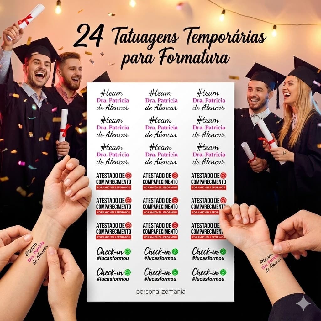 Tatuagem Temporaria Personalizada Formatura 20x28cm