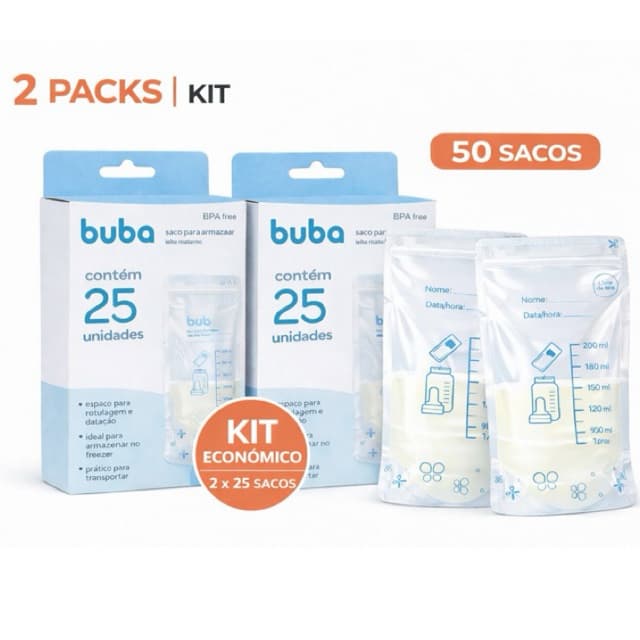 Kit 50 Sacos Para Armazenar Leite Materno 200 ml - Amamentação