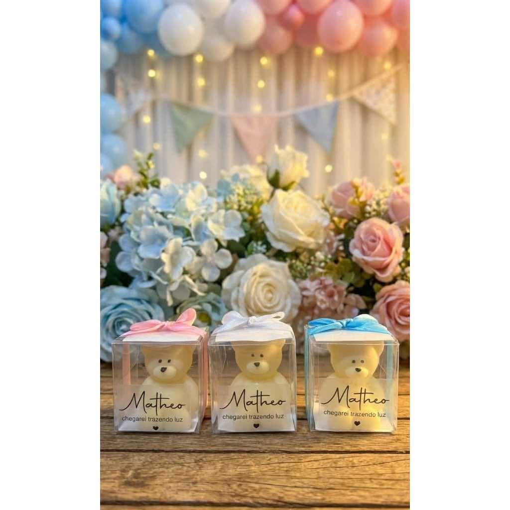 MINI VELAS EM FORMATO DE URSINHO PERSONALIZADO COM ESSÊNCIA LEMBRANCINHAS