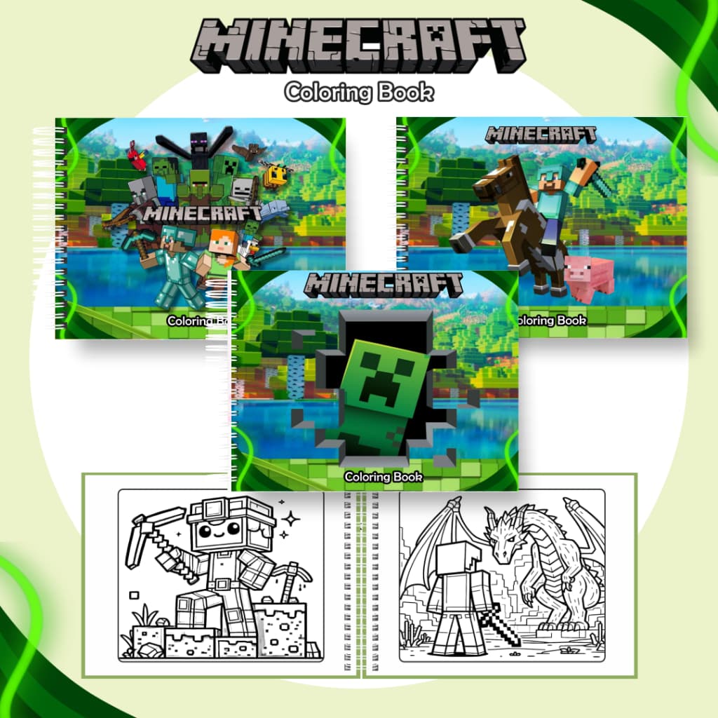 Livro de Colorir Folha GROSSA 180g MINECRAFT 50 Páginas / PROMOÇÃO