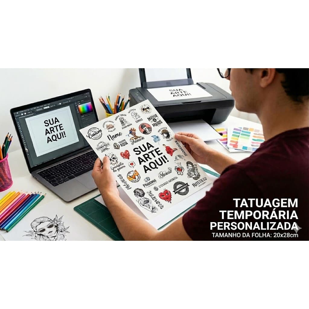 Tatuagem Temporaria Personalizada Premium 20x28cm