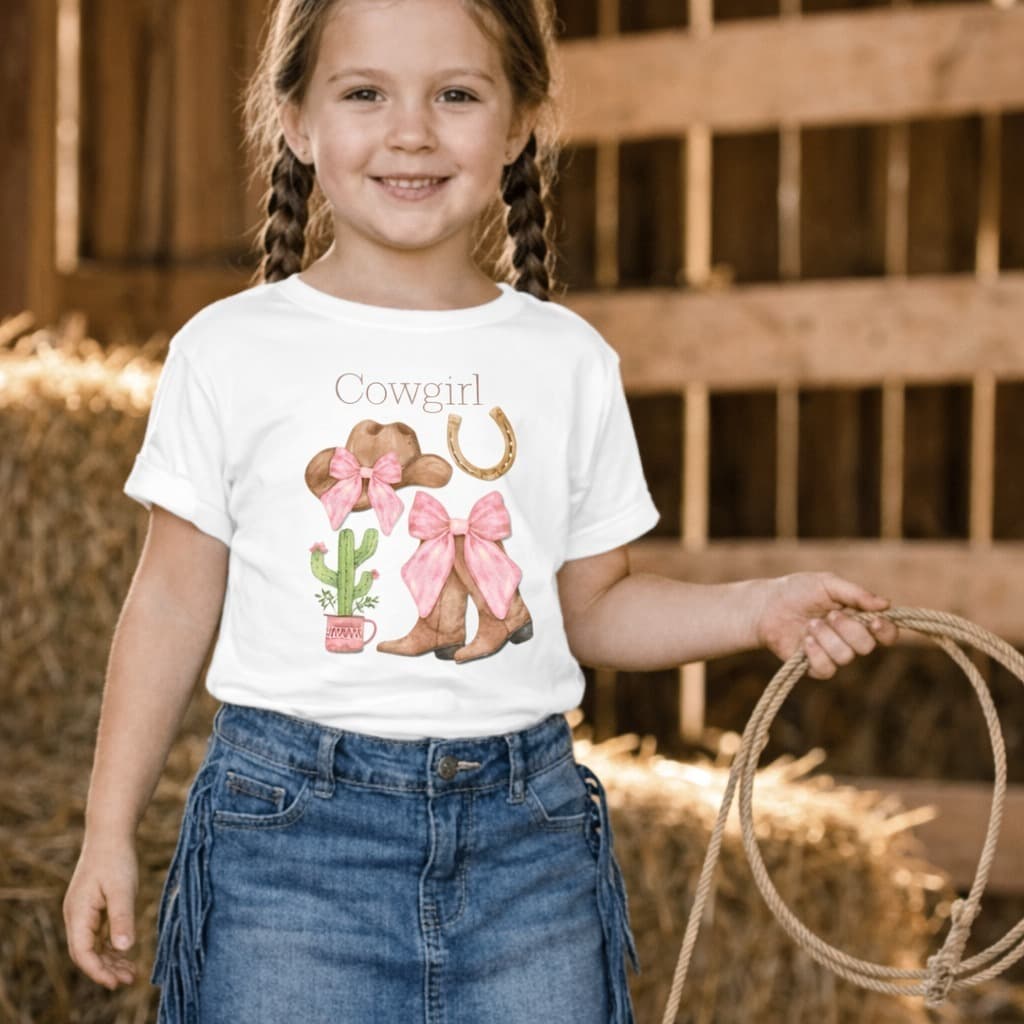 Blusa Infantil Estampa Cowgirl Moda Country 100% Algodão Camiseta/Camisa/T-shirt