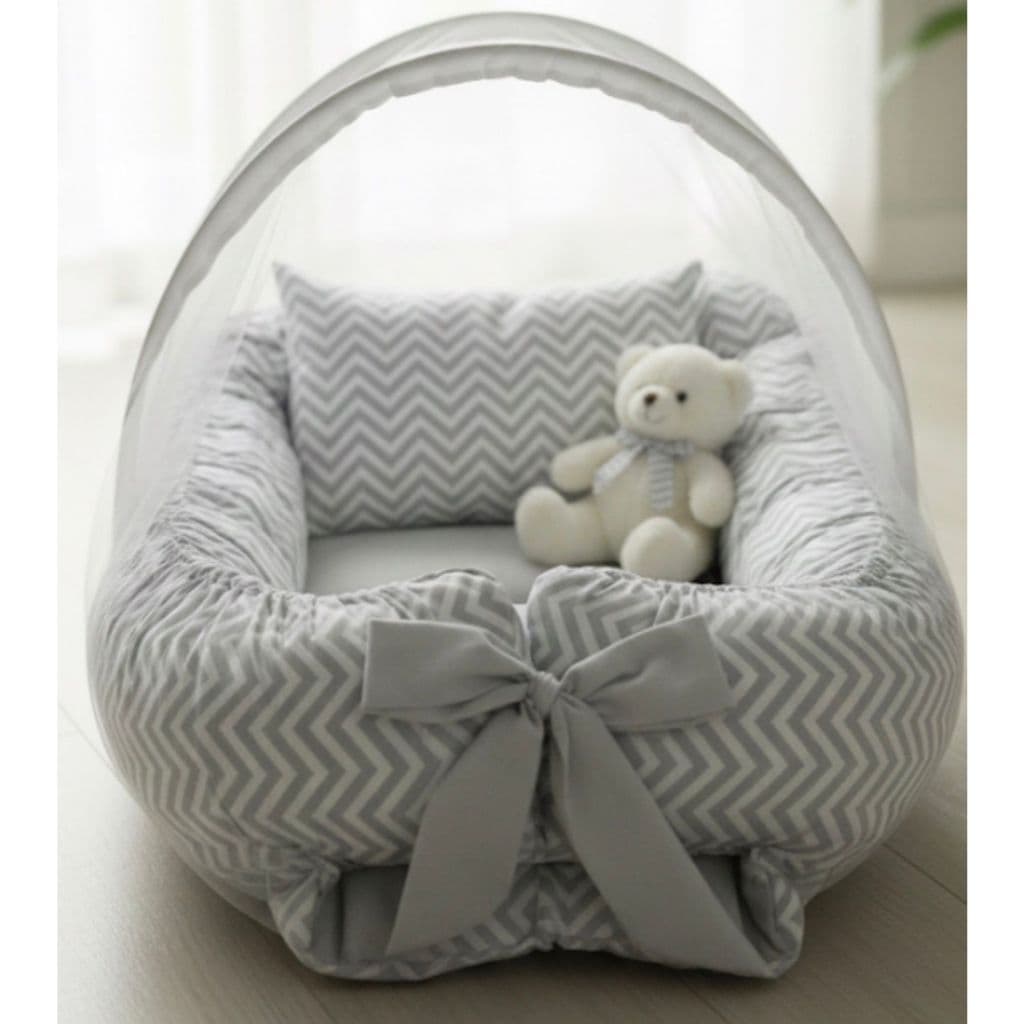 Ninho Redutor de Berço Com Mosquiteiro Portátil 100% Algodão Bercinho Luxo