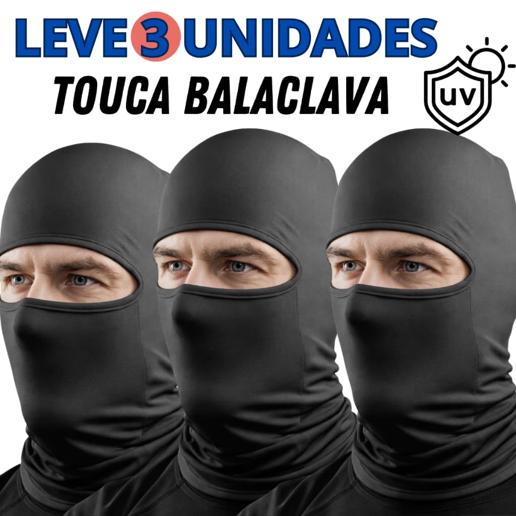 TOUCA NINJA BALACLAVA 3 UNIDADES PROTEÇÃO UV TÉRMICA UNISSEX