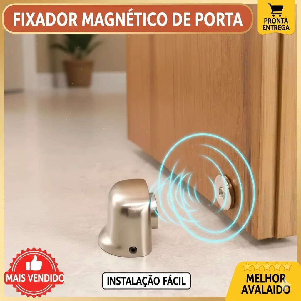 Fixador Prendedor Trava Porta Magnético Imã Batedor Inox