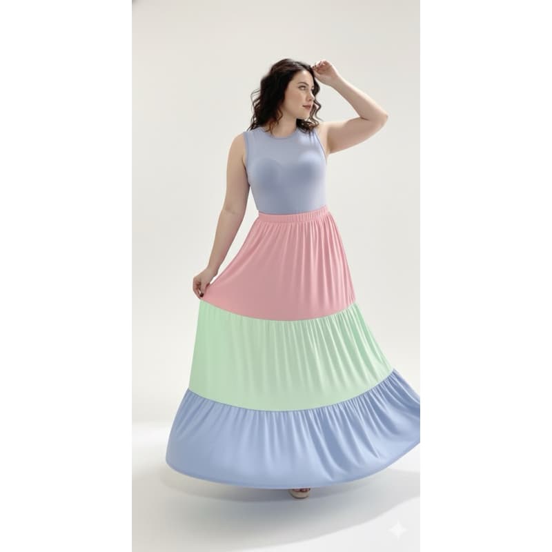 Vestido malha longo candy colors chá revelação gestante G