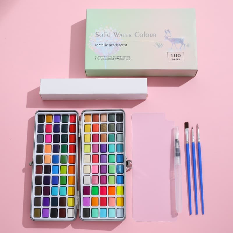 Estojo Aquarela Pastilha com 90/128 Cores Princesas + Pincel profissionais e amadores
