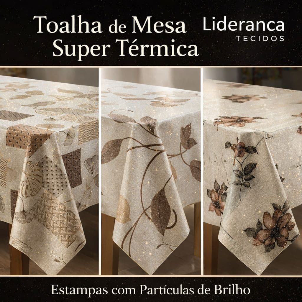 Toalha de Mesa Plástica Super Térmica Jolitex – Estampas Refinadas - 4 a 12 lugares – 1,4m a 3,5m