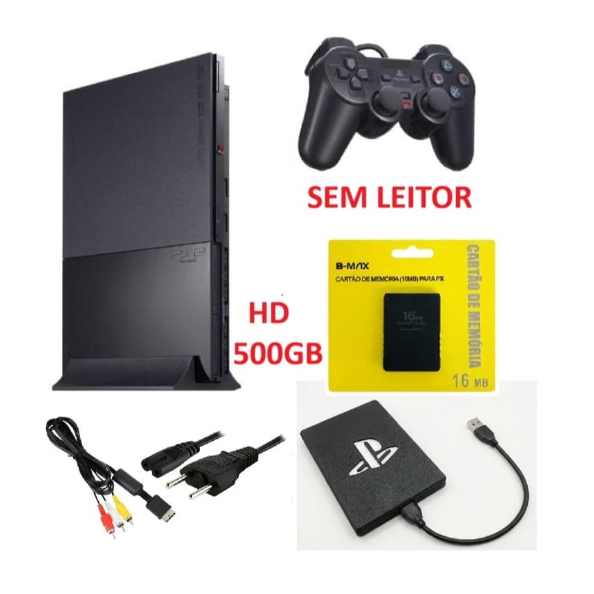 Playstation 2 Slim Standard 500gb OPLSem Leitor