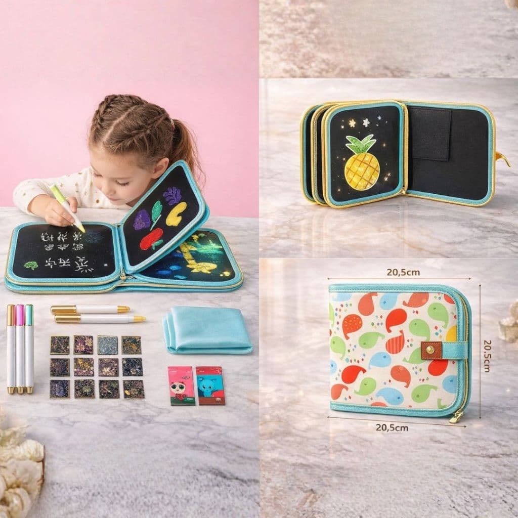 Livrinho Mágico de Desenho Infinito Reutilizável + 3 Canetas Coloridas Infantil