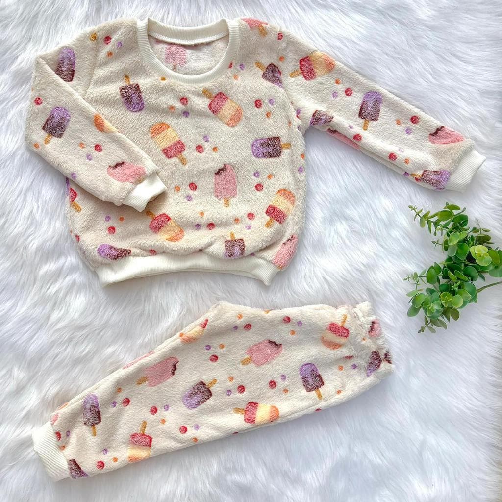 Conjunto de Frio Blusa e Calça Infantil em Fleece Peludinho Soft Masculino e Feminino Inverno