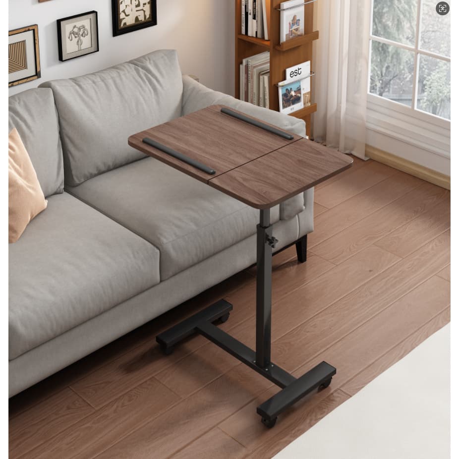 Mesa para laptop com rodas, altura ajustável, tampo de MDF inclinável