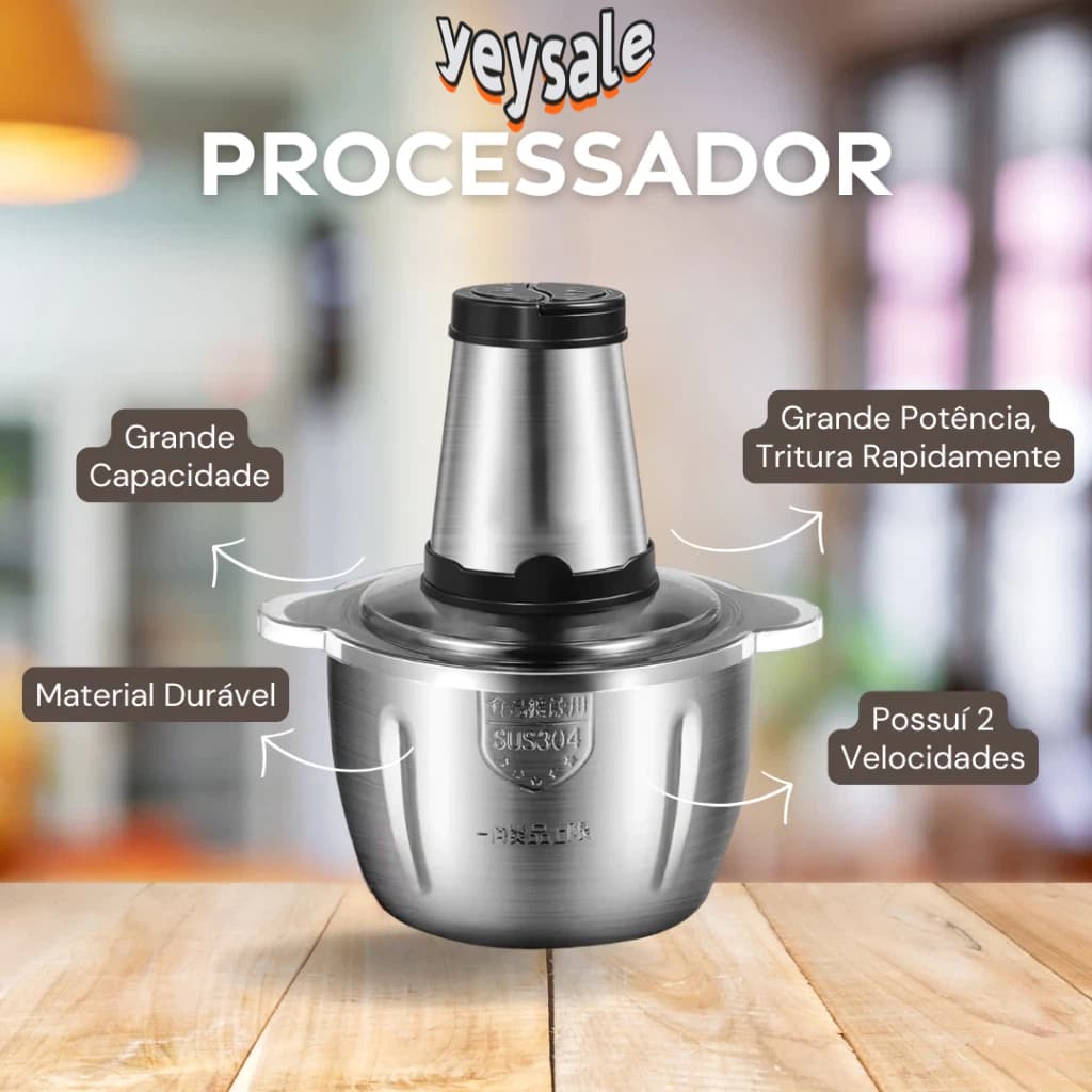 Picador De Alimentos Moedor De Carne Mixer Elétrica Processador Cozinha Casa Alho 110V Ou 220V 2L