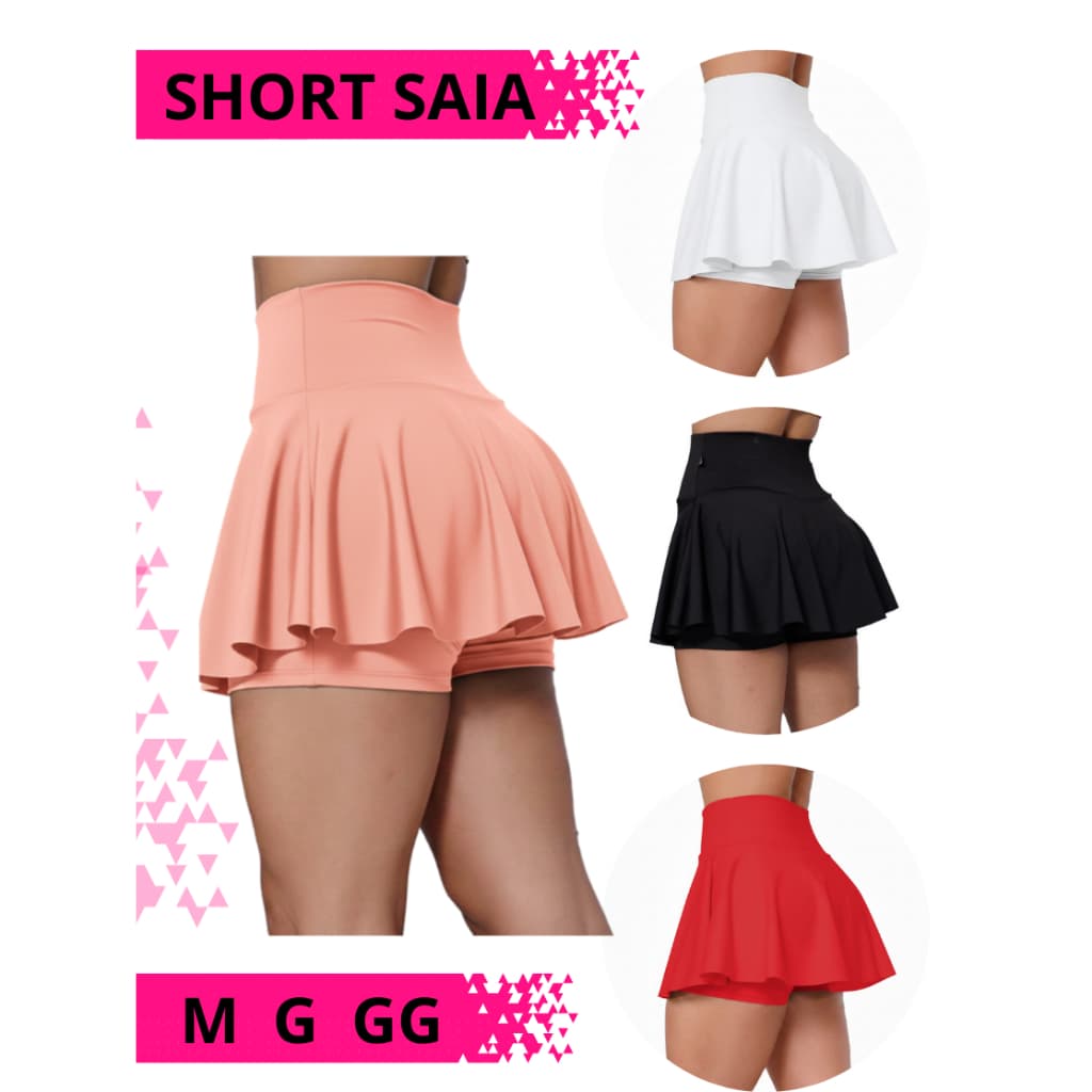 Short Saia Fitness Academia - Suplex Premiun - M ao GG -Feminino Estilo Bailarina