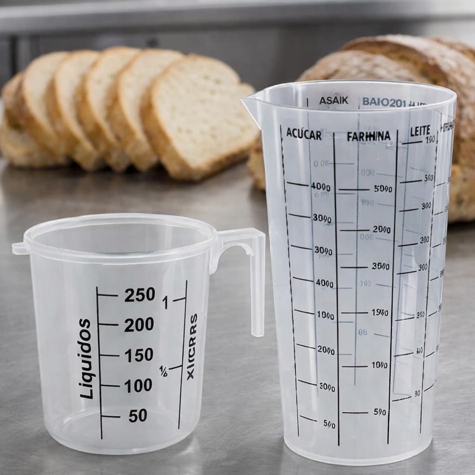Kit Copo medidor gramas ml leite oleo farinha jarra liquido padaria confeitaria dosador receita bolo