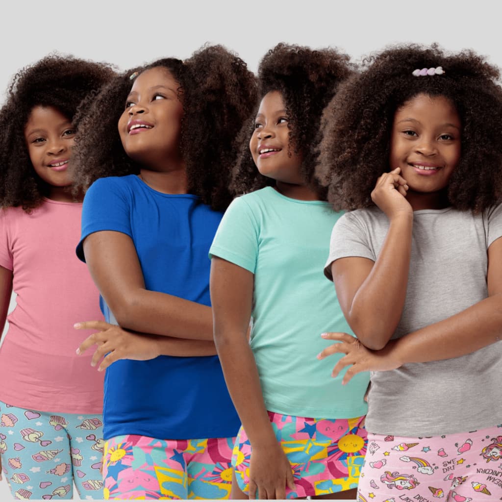 Blusa Infantil Menina Sem Estampa Lisa Baby Look T-Shirt Criança Básica Manga Curta Confortável