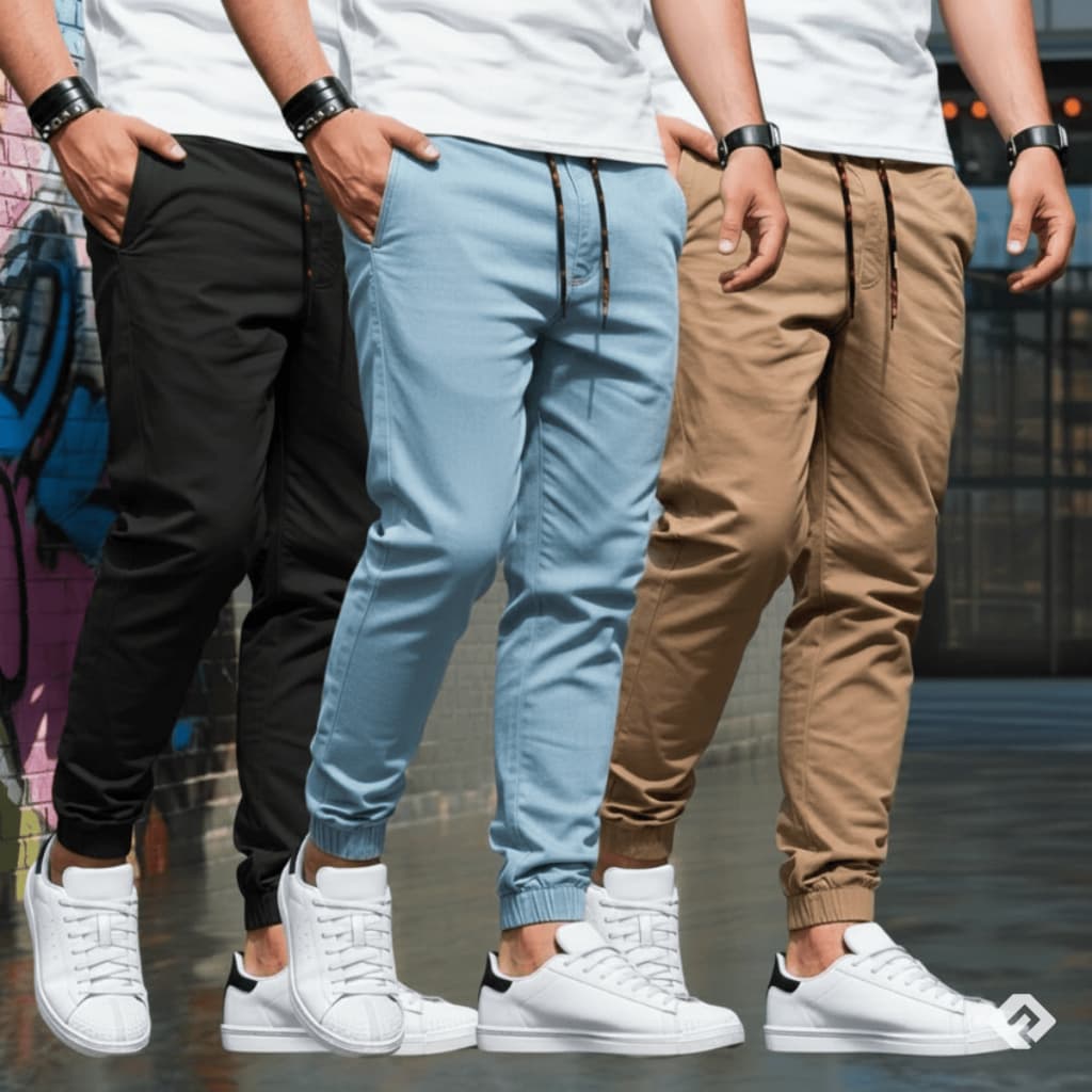 Kit 3 Calças Jogger Masculina Com Punho Premium Qualidade Moda Homem Estiloso