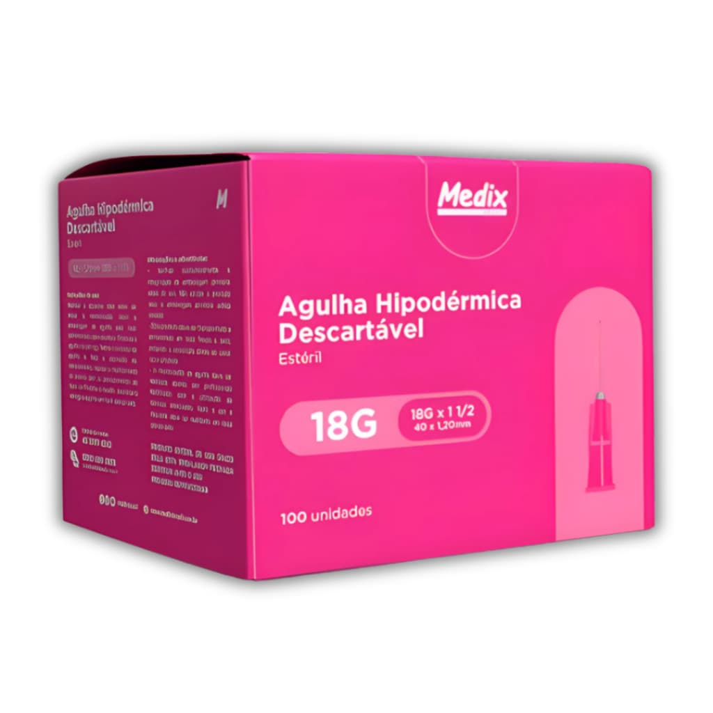 Agulha Hipodérmica Descartável 40x12 (18G) Medix