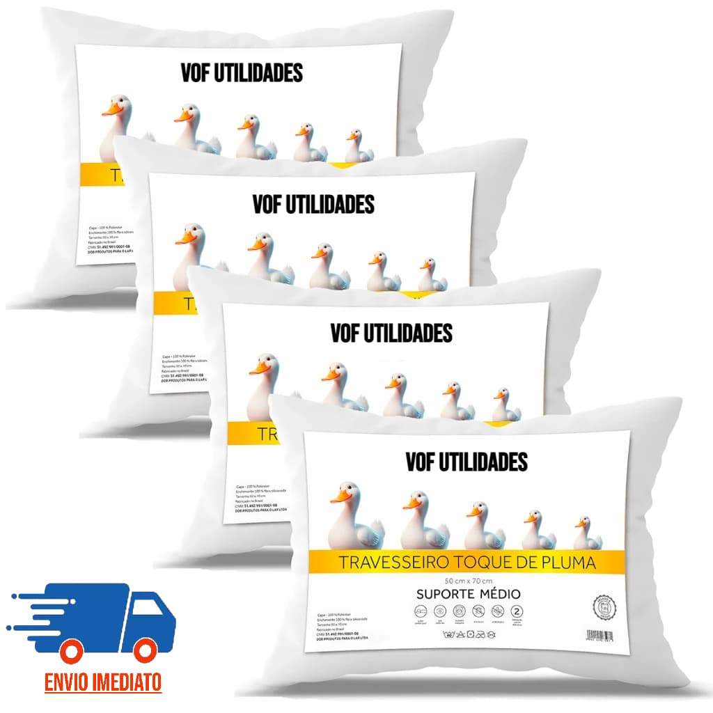 Travesseiro Pluma de Ganso Macio e Confortável Antiácaro 50x70cm
