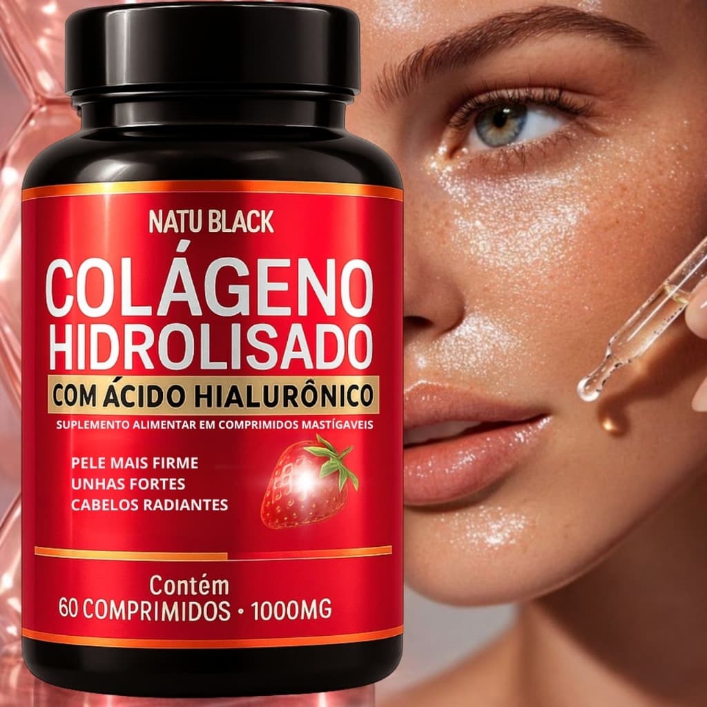 Colageno Hidrolisado Ácido Hialurônico Fórmula Premium para  Pele Unhas Cabelo
