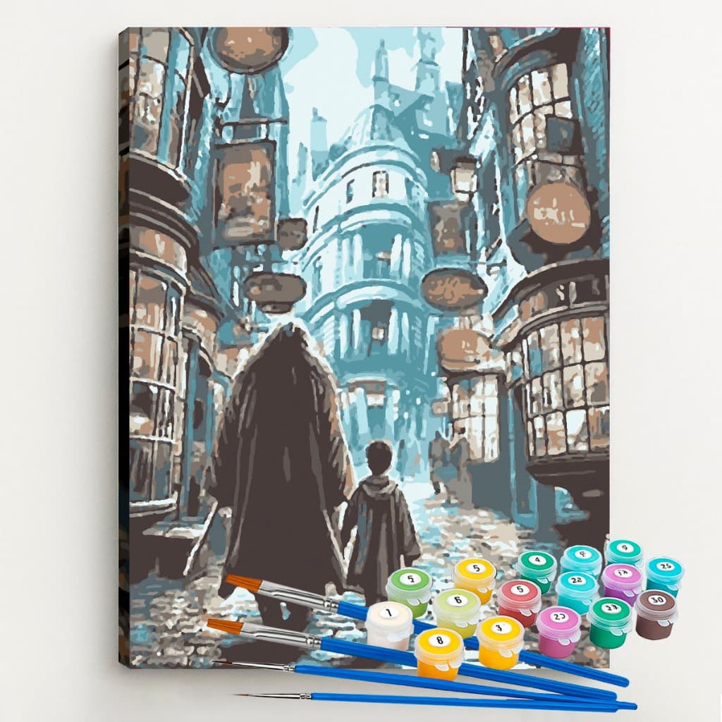Kit Pintura Numerada Terapêutica - Beco Mágico de Harry Potter 40x50cm
