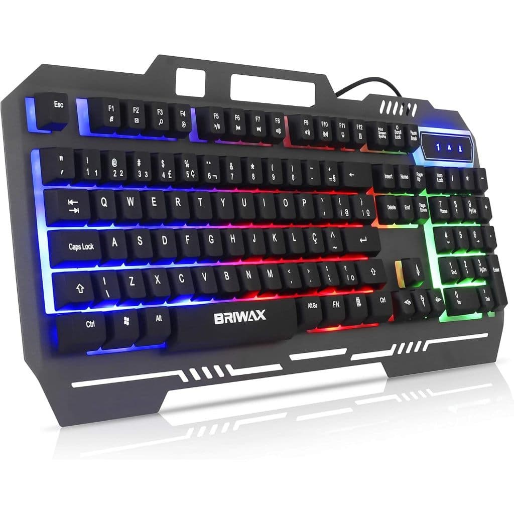 Teclado Gamer LED RGB Semi Mecânico Base Metal Profissional USB Luminoso Luzes Suporte Para Celular