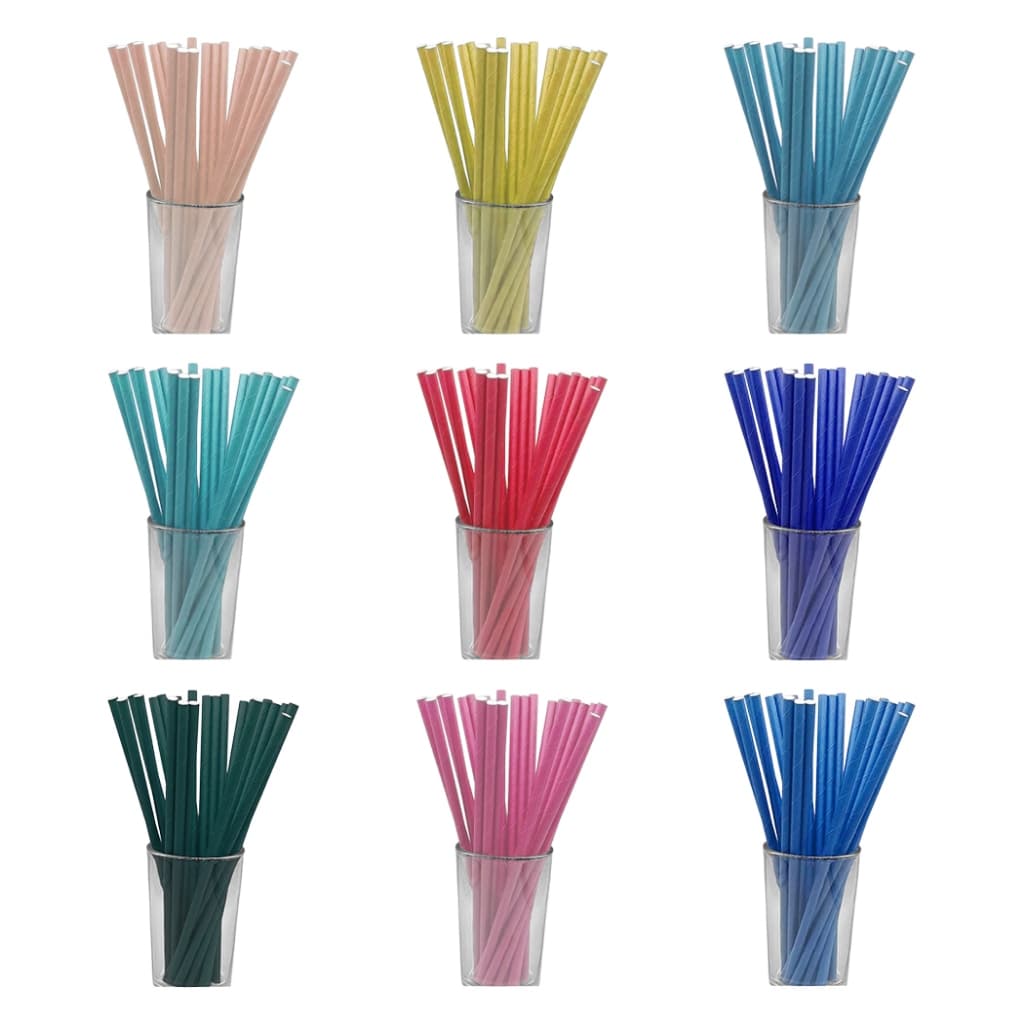 Kit Canudos De Papel Biodegradável 6mmx20cm Modelo Liso