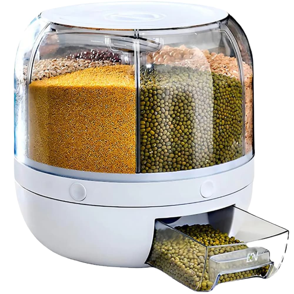 Organizador Dispenser Giratório Para Cereais Grãos Alimentos Com 6 Divisórias - WING