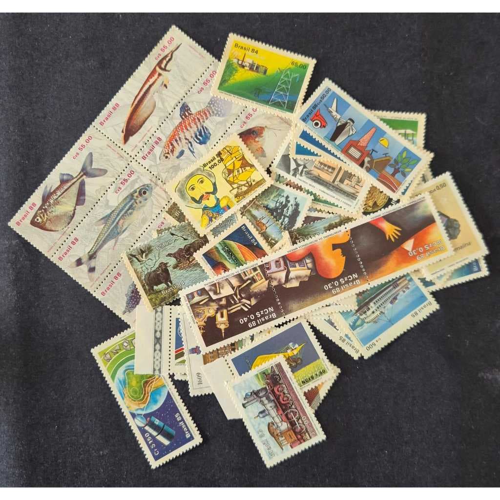 50 Selos dos correios Novos Brasil Coleção sem Repetições. - Filatelia.