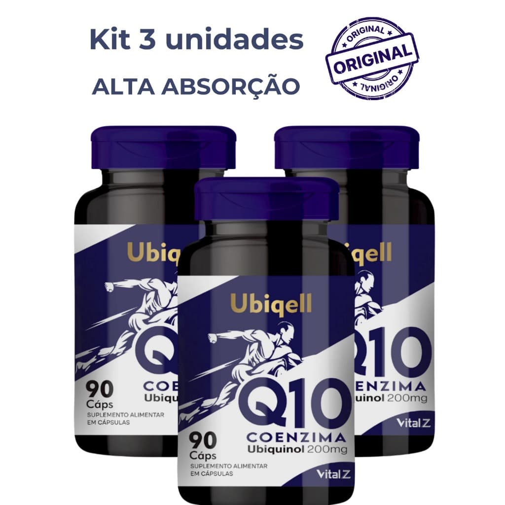 Kit 2x 3x 5x Coenzima Q10 Ubiquinol 200mg | Forma Ativa | 450 Cápsulas | UBIQUEL Vital Z | Envio Imediato