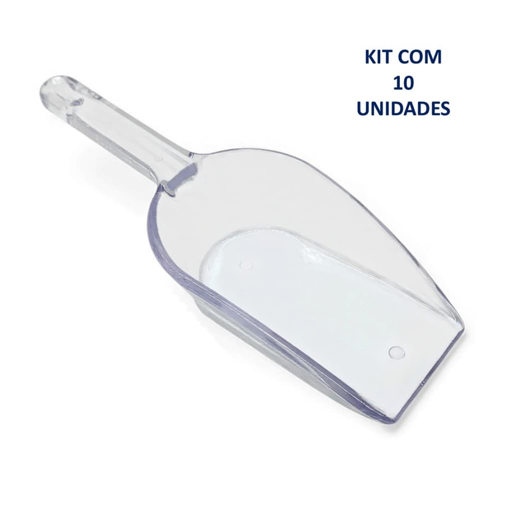 Kit 10 Colheres medidora multiuso 23cm acrílico concha para cereais grãos rações gelo pegador drinks