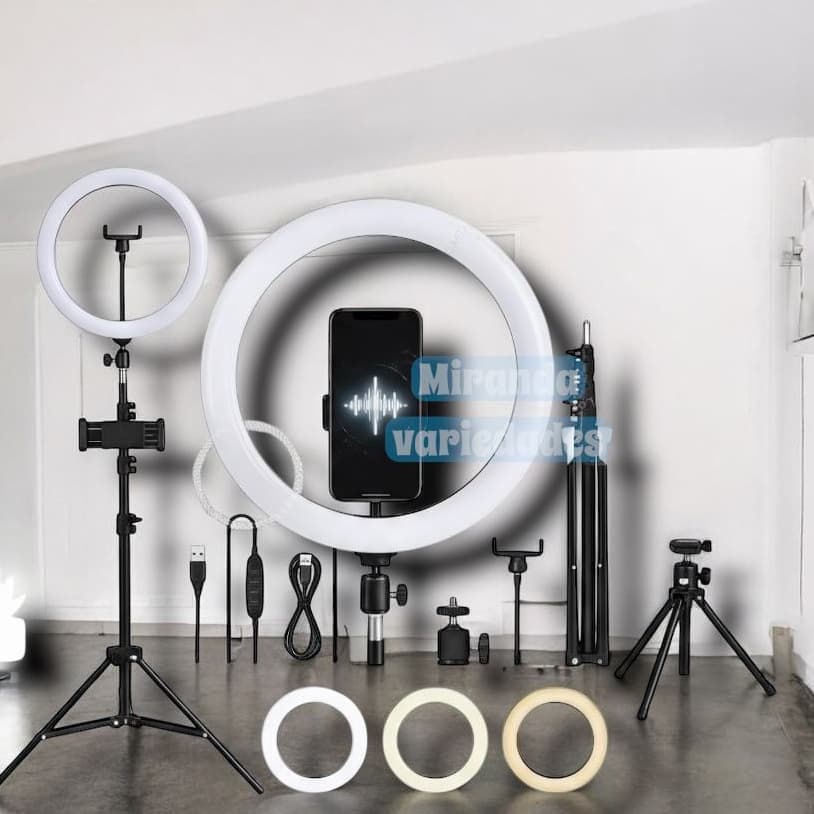 Ring Light Iluminador Anel Luz Polegadas 10  com Tripé Ajustável Praticidade iluminador Ring Premium