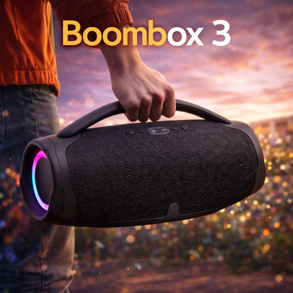 Caixa De Som Boombox 3 33CM/120W 23CM/70W Bluetooth Pen-drive Rádio FM AUX Micro SD