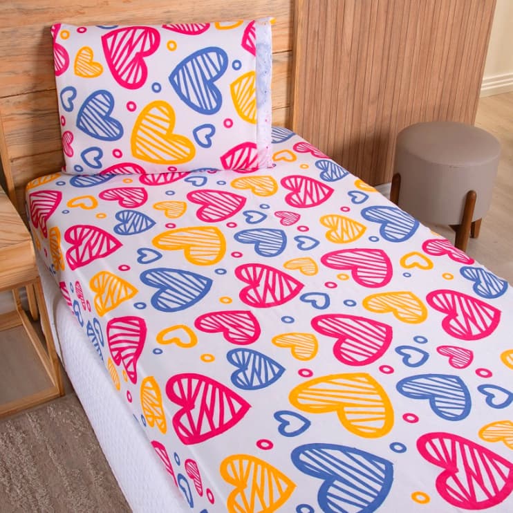 Jogo de Lençol Solteiro 02 Peças Microfibra Estampada Infantil (Lençol+Fronha)