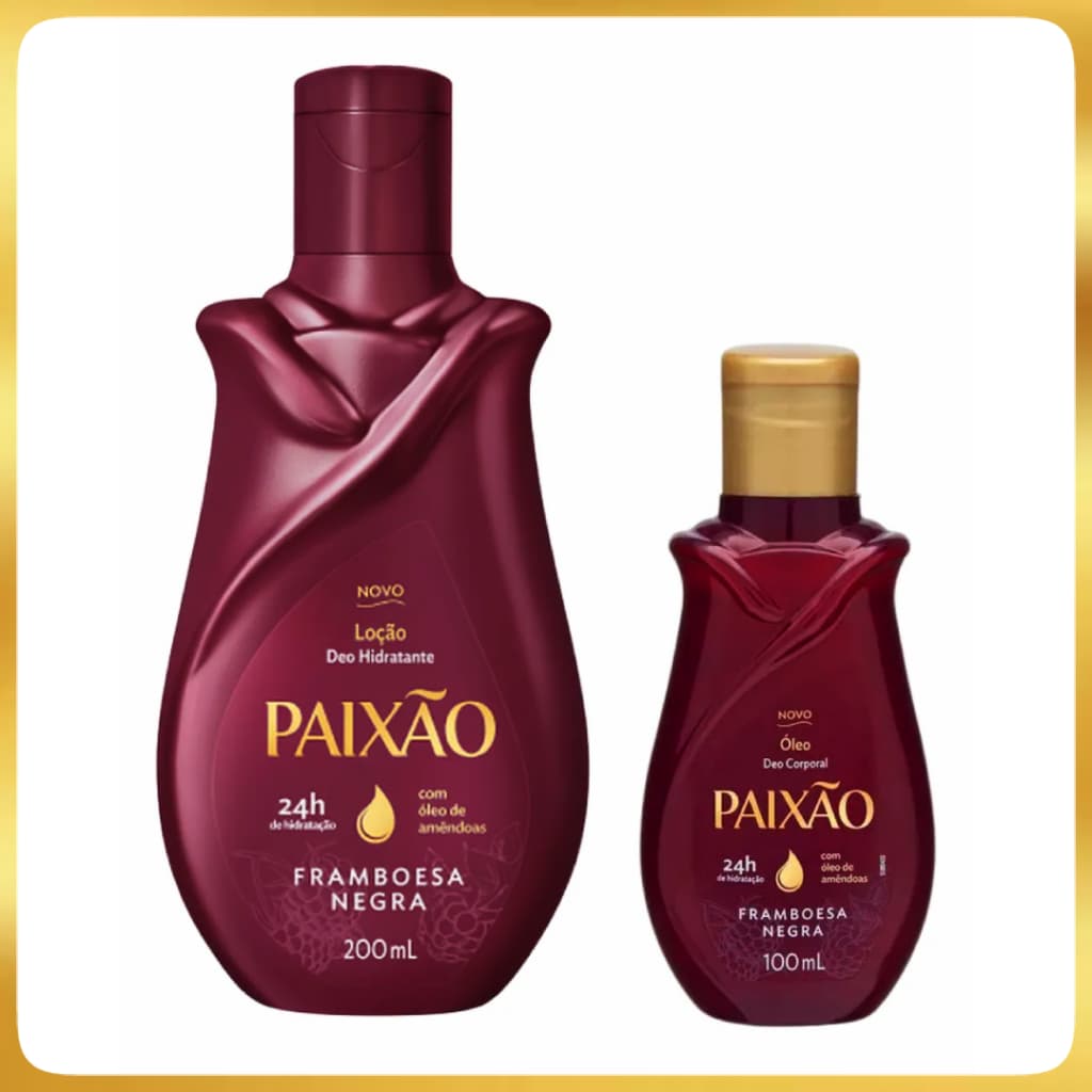 Kit Hidratante 200ml + Óleo Corporal Framboesa Negra 100ml Paixão Promoção