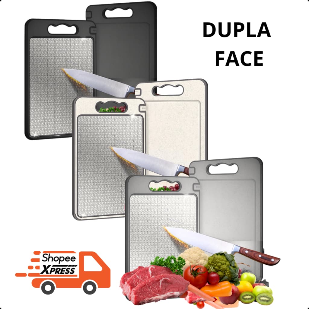 Tábua De Corte Higiênica Antibacteriana Corte Dupla Face Aço Inox Livre de BPA da X-Matte