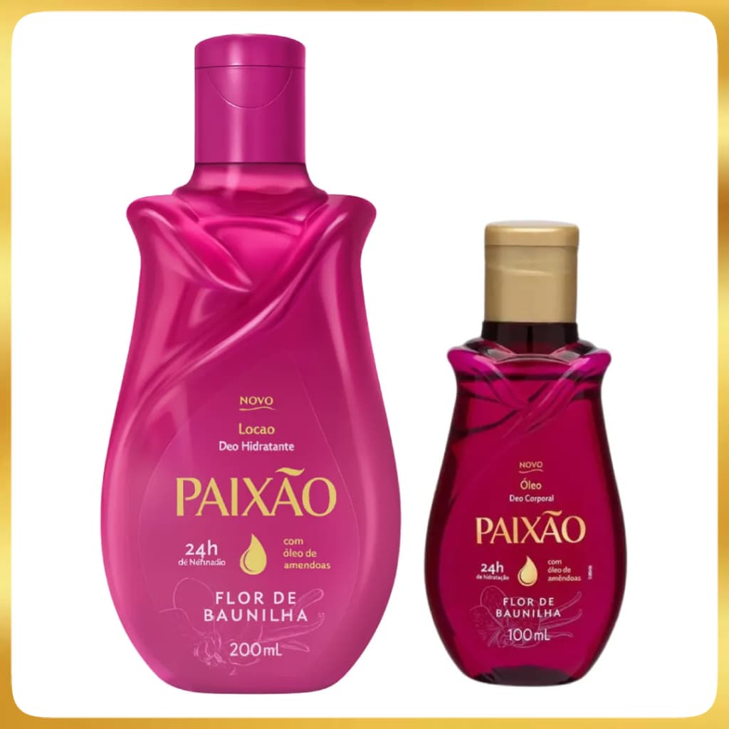 Kit Hidratante 200ml + Óleo Corporal Flor De Baunilha 100ml Paixão Promoção