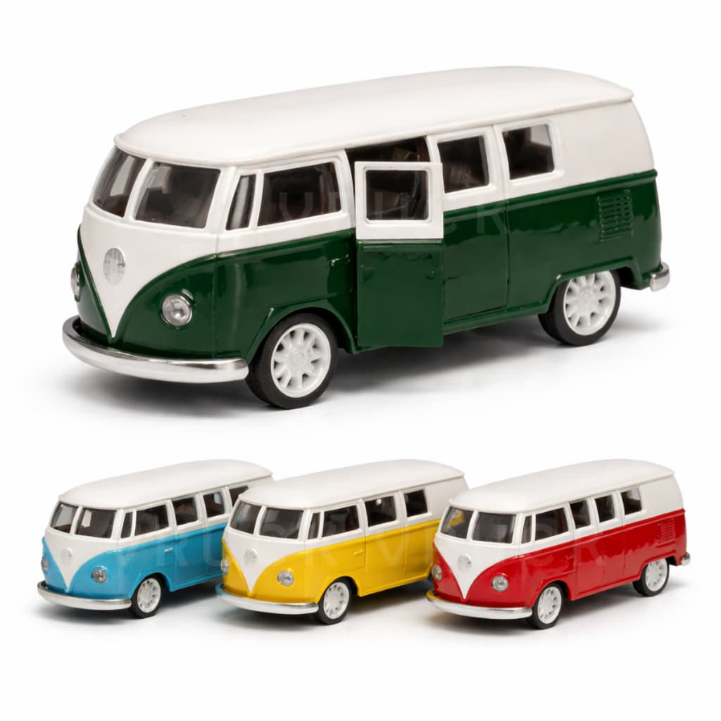 kit 1/2/4 Kombi Miniatura Perua Carrinho Colecionador Abre Porta Fricção de Ferro