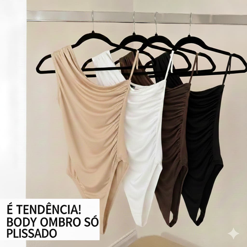 Body Suplex Feminina Plissado Um Ombro só mula manca pregreada Elegante Tendência Promoção Verão