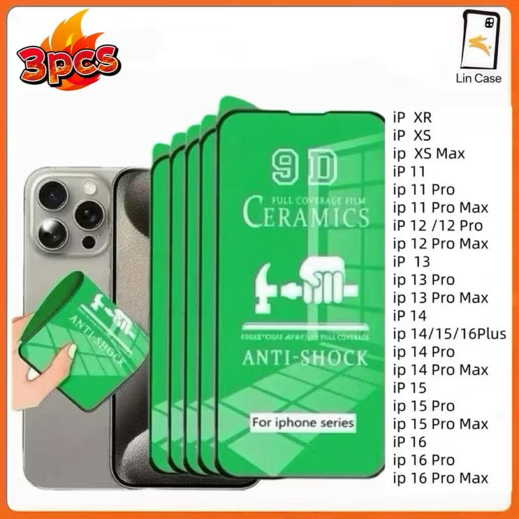 Kit5 Película Cerâmica 9D 3D iPhone Gel Hidrogel Flexível película iphone 13 11 12 14 15 16 PRO MAX